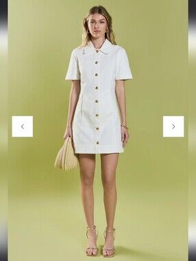 English Factory White Classic Denim Mini Dress Size Medium